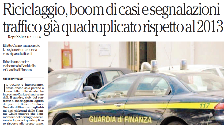 Riciclaggio, boom di sgenalazioni